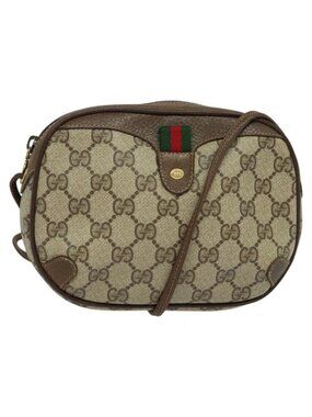 Authentic GUCCI GG Supreme Web Sherry Line Shoulder Bag PVC Beige 89 02 066